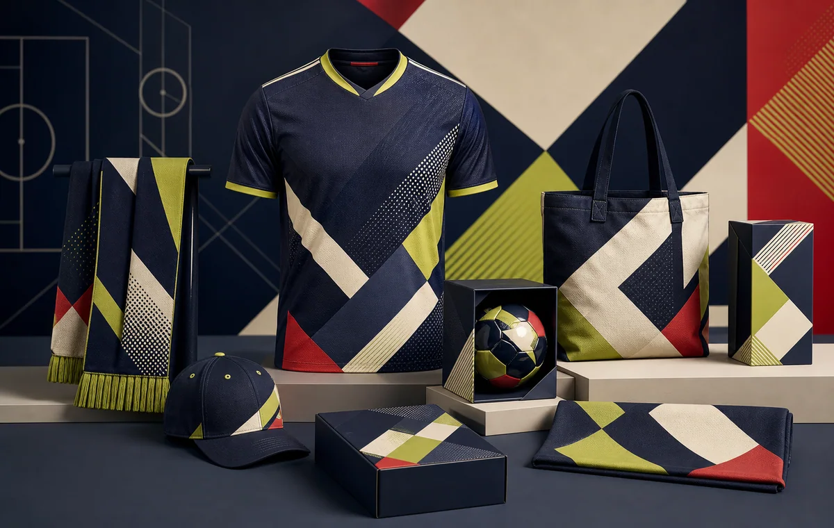 Unbranded football jersey scarf cap tote and packaging collection